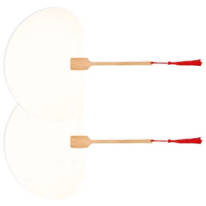 2 Pcs Blank Fan with Paper Balls White Baby Kids Painting Fans Children - Foto 1 di 12