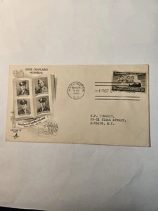 1948 First Day Cover Four Chaplains Memorial 3 Cent Stamped Envelope - Picture 1 of 7