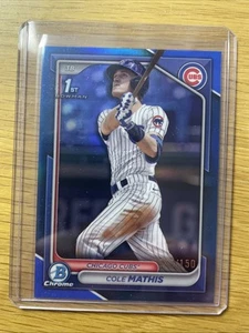 2024 Topps Chrome 1st Bowman Cole Mathis True Blue Refractor 048/150 - Picture 1 of 3