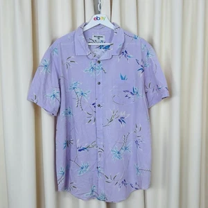 Billabong Mens Shirt Hawaiian Tropical Lilac Purple Floral Button Up Size XL - Picture 1 of 6