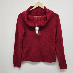 NWT Ann Taylor 100% Cashmere Cowl Neck Sweater Size S Knit Pullover Red Holiday - Picture 1 of 7
