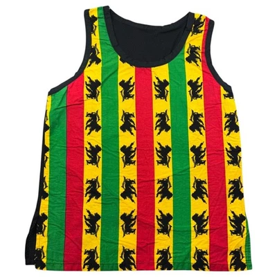 Vest Medium Men's Multicolor Cotton Vintage Sleeveless Jamaica Lion Jersey Vest - Image 1 of 4