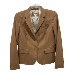J Crew Blazer Women 10 Schoolboy Brown Wool Blend Button Up Lined Pockets Vented - Picture 1 of 14