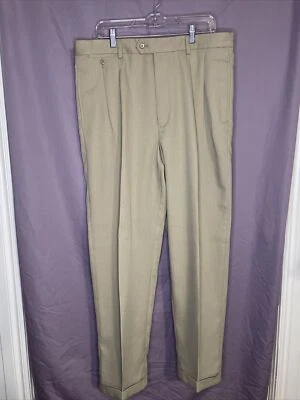 Pantalones/pantalones de vestir caqui Bachrach para hombre cintura 38/34 largo #110 Foto 1 de 4
