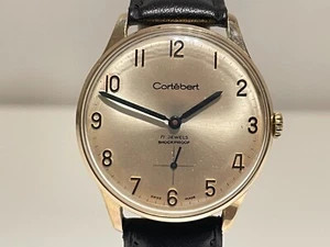 VINTAGE RARE PRIZE MEN'S GOLD PLATED SWISS WATCH "CORTEBERT"60 PRIX OBSEVATOIRES - Picture 1 of 10