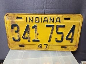 Vintage 1947 Indiana License Plate Tag 341 754 - Picture 1 of 3