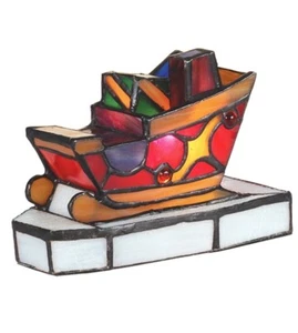 Santa's Sleigh with Presents Stained Glass Christmas Accent Lamp 82156 - Picture 1 of 6