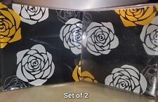 Set of 2 - 5X5 Black Glass Roses Candle Plate Jewlery Dish