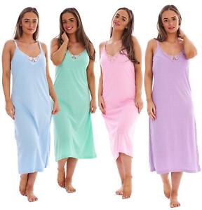 Women Strap Nightdress 100%Cotton Lace Polka Dot Print Long Soft Comfort Nightie