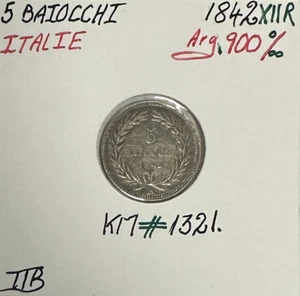 ITALIE - 5 BAIOCCHI 1842 (XIIR) - Pièce de Monnaie en Argent // Qualité : TTB - Picture 1 of 2