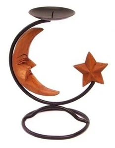 Kerzenständer Mond Stern Kerzenleuchter Kerzenhalter Halbmond SterndekoLeuchter  - Bild 1 von 1