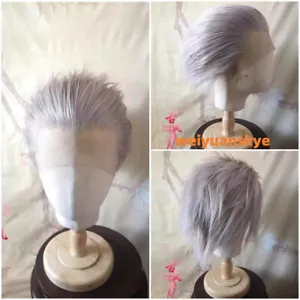 Devil May Cry 5 Vergil Wig Silver Cosplay Prop Accessories Short Hair Handmade - Picture 1 of 6