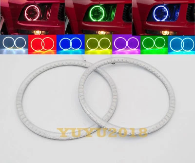 RGB LED halo rings for Ford Mustang 2005-2009 Headlight LED angel eye Demon lamp - Image 1 of 4