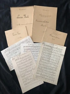 Job Lot 8 Antique French Handwritten Sepia Music Score 28 Pages Total Dated 1912 - Picture 1 of 8