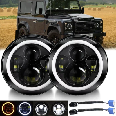 Proyector de faros LED de 7" anillo halo Drl para Land Rover Defender 90 Range Rover Foto 1 de 4