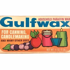 Vintage 1 Pfund Gulfwax Haushalt Paraffin Wachs Box Einmachen Kerzenherstellung Marmelade Gelees - Bild 1 von 10