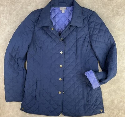 Jaqueta acolchoada J Jill celeiro campo bolsos azuis leve encaixe feminina tamanho XS - Imagem 1 de 4