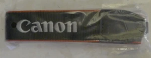 Canon 1 1/4" EOS Camera Neck Strap Black / RED Stripes & Viewfinder Cover NEW - Picture 1 of 8
