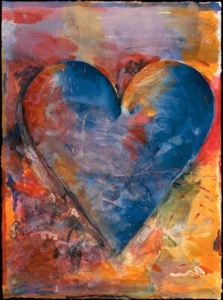 The Earth--Blue Heart by Jim Dine 11" X 14" framed - Picture 1 of 2