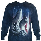 The Mountain Wolves Falling Stars American Flag USA Wolf Long Sleeve T-Shirt NEW