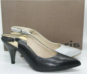 Tamaris Womens Black or Silver Leather Slingback Shoes BNIB 1-29614-24 - Imagen 1 de 3