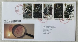 GB QEII 1993 Sherlock Holmes RM Silk FDC Red Sherlock Silhouette Bureau SHS - Picture 1 of 4