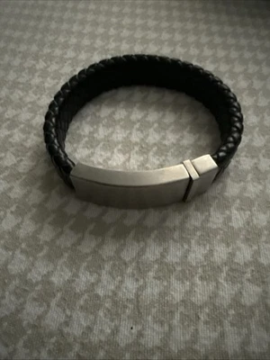 Hombre 8.5" Acero Inoxidable Trenzado Cuero Magnético Y Clips Foto 1 de 3