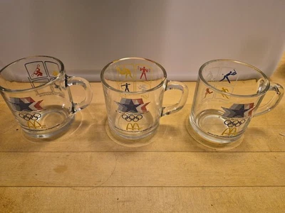 Vintage McDonalds 1984 Summer Olympics Los Angeles CA Glass Tea Mug Cup Lot Of 3 - Image 1 of 4