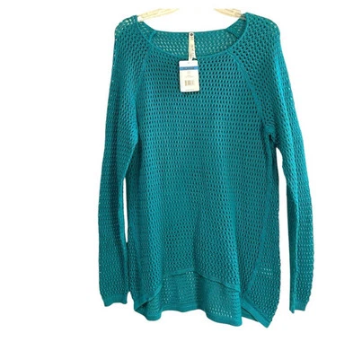 Suéter Tejido Abierto Top Playa Costal Boho Verde azulado / Gulf Stream Leo & Nicole Talla XL Foto 1 de 4