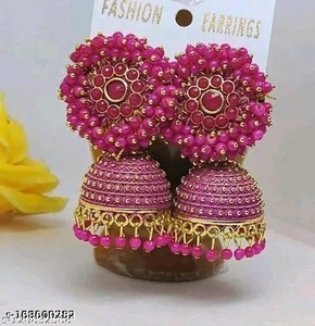 Bollywood Wedding Kundan Jhumka Style Artificial Rajasthani Classic Earrings Set - Bild 1 von 8