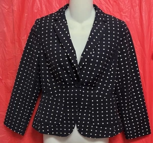 THE LIMITED Damen Blazer Jacke 1 Knopf Größe XS kurz marine mit weißen Tupfen - Bild 1 von 21