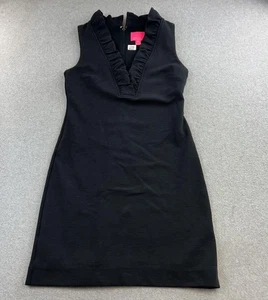 Lilly Pulitzer Kleid Damen Medium schwarz Rüschen V-Ausschnitt ärmellos Etuikleid Strick - Bild 1 von 10