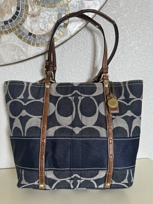 Bolso de Mano Coach Y2K Legacy Denim Signature a Rayas 11179 Foto 1 de 4