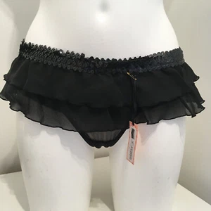 Schwarzer Rüschen Rock Tanga mit Pailletten Bund Höschen Höschen Stringhose - Bild 1 von 5