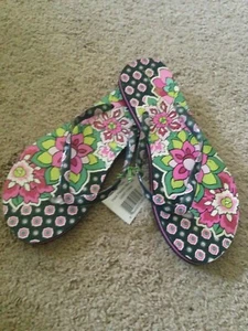 NUEVO NUEVO CON ETIQUETAS Chanclas Vera Bradley Pétalo Paisley Medianas Para Mujer Talla 7-8 Estampado Retirado - Imagen 1 de 3