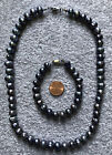 Pfau Süßwasser Perle Halskette 19 Zoll und Armband 8 Zoll