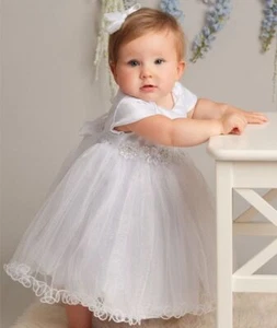 Conjunto de vestido, chaqueta y gorro de bautizo blanco brillante - Elegante traje de bautizo - Imagen 1 de 5