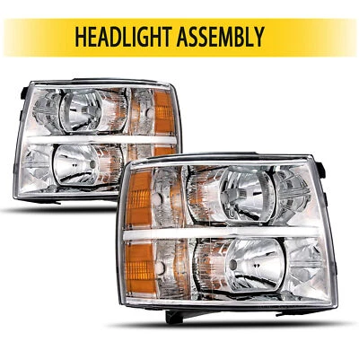 Faros cromados con esquina ámbar para Chevy Silverado 1500 2500HD 2007-2013 Foto 1 de 4