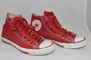 Vintage Converse Chuck Taylor hohe Turnschuhe Herren 9 Damen 11 rot weiß Schuh - Bild 1 von 11