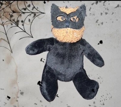 Oso marrón de felpa Baby Gap vestido de gato negro de Halloween 6" Foto 1 de 2