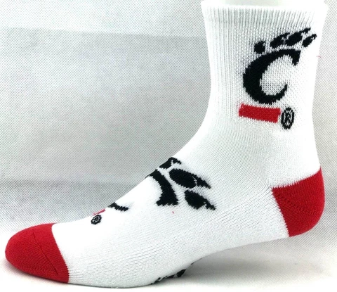 Cincinnati Bearcats College White & Red Deuce Logo Quarter Socks Cover