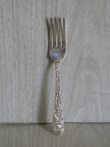 S. Kirk & Son Sterling Silver Repousse Dinner Fork Floral Tarnish 7- 1/8" READ - Picture 1 of 17
