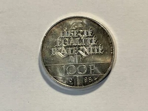 France 100 Francs Fraternity, Republic Head 1988 Silver (109-27/N2) - Picture 1 of 3