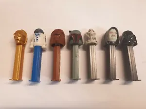 Star Wars Pez characters Boba Fett Darth Vada R2D2 C3PO Chewie Emperor used good - Picture 1 of 4