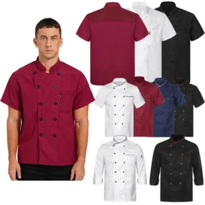 Unisex Men's Classic Chef Coat Double-breasted Jackets Kitchen Chief Shirts Top - Picture 1 of 93
