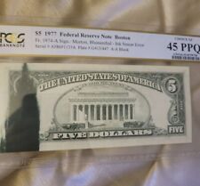 ERROR 1977 $5 Five Dollar Federal Reserve Note  MAJOR INK SMEAR - PCGS 45 PPQ!