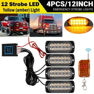 12 LED Amber Recovery Strobe Flashing Grille Light Car Beacon Lamp  With Control - Image 1 of 4