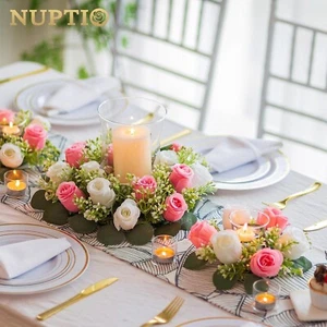 NUPTIO Blume Hochzeit Mittelstücke für Tische - 10 Stck. 14 Zoll Durchmesser groß rosa & - Bild 1 von 11