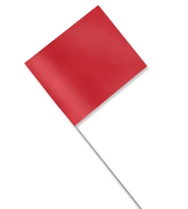 Red Marking Flag 4"x5" Flag on 21 Inch Steel Wire - 10 Bundles of 100 - Picture 1 of 1