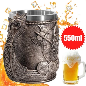 550ML Wikinger Krug Nordic Viking Tankard Bierbecher Vatertagsgeschenk Geschenk - Bild 1 von 21